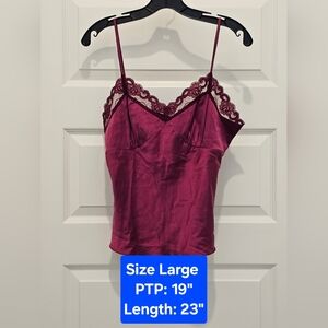 Trina Turk 100% Silk Cami with Lace, NWT, Size Large